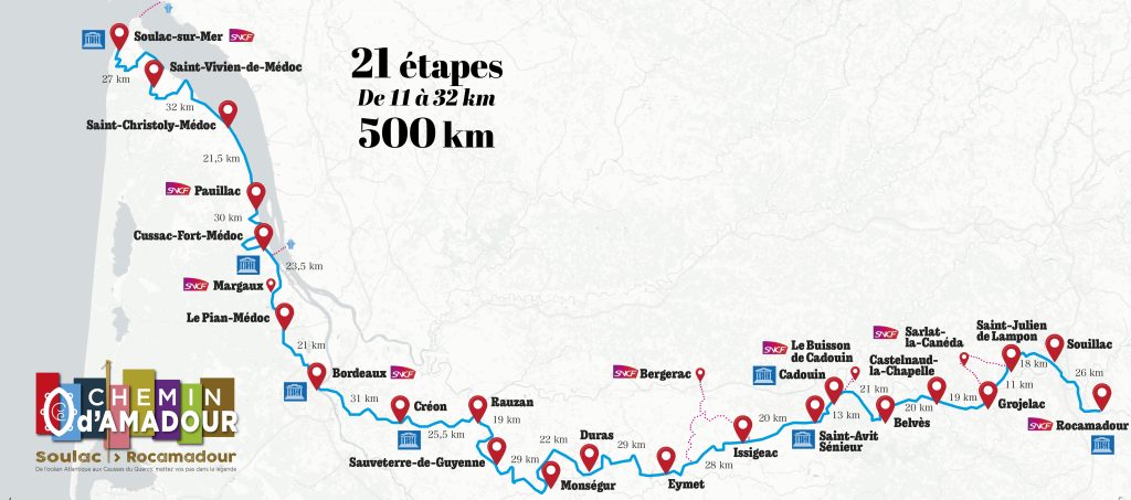 Carte Chemin d'Amadour